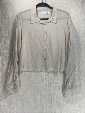 Cynthia Rowley Light Beige linen Button-Front Women's Shirt
